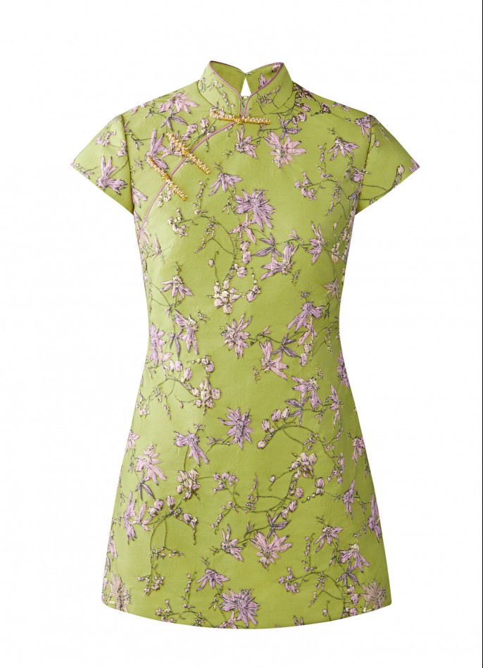 SOLD OUT - LIGHT GREEN JACQUARD QIPAO