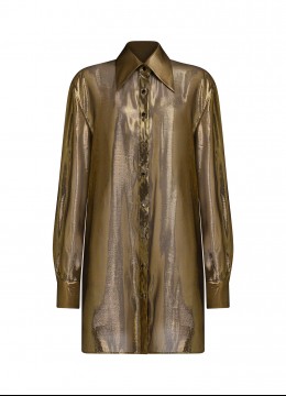 green emerald velvet dress Silk Organza Shirt Dress main image 0