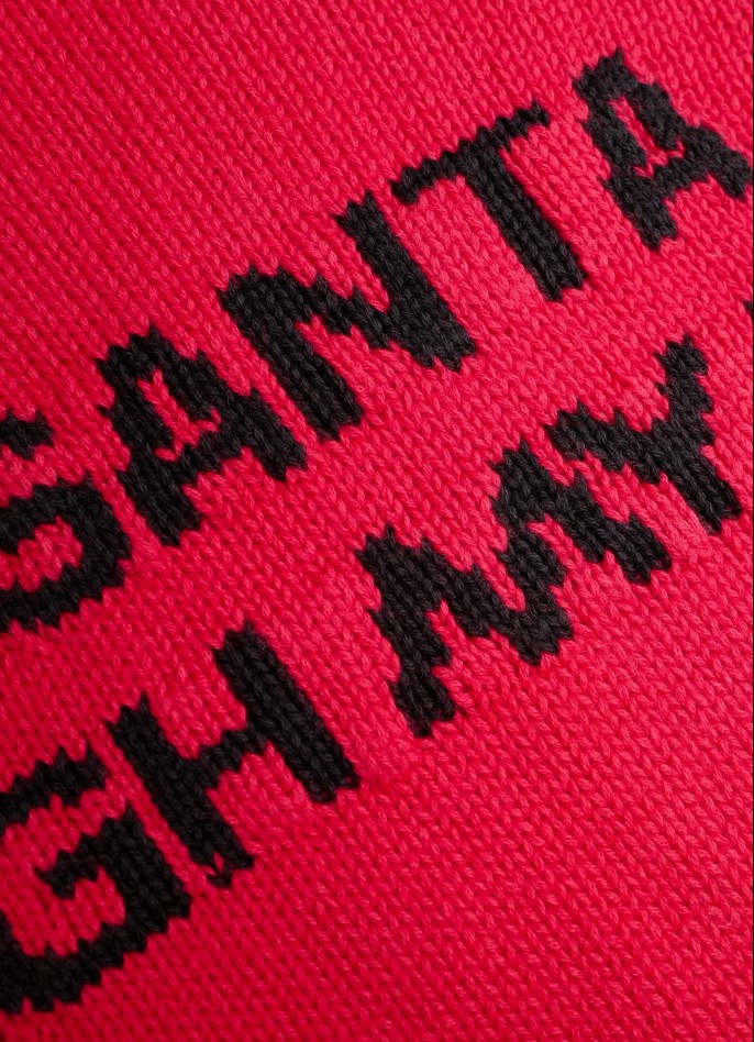 KNITTED SWEATER - SANTA SLEIGH MY NAME - RED (UNISEX )